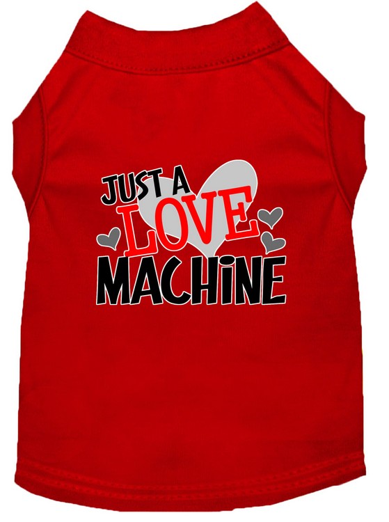 Love Machine Screen Print Dog Shirt Red XXL